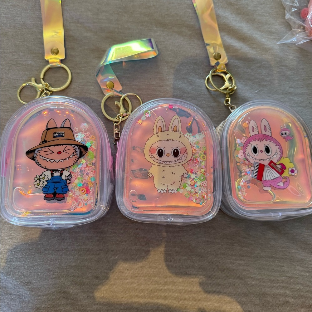 Bundle of 3, New Labubu Zippered Backpack Key and Purse Clip